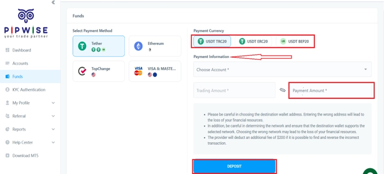 Choose Your Deposit Method