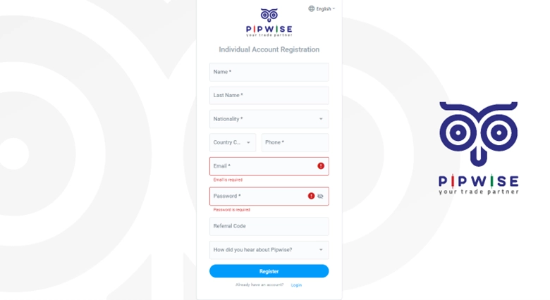 Confirm Registration in pipwise