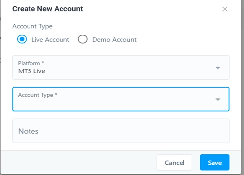 step five of registration: create new account 